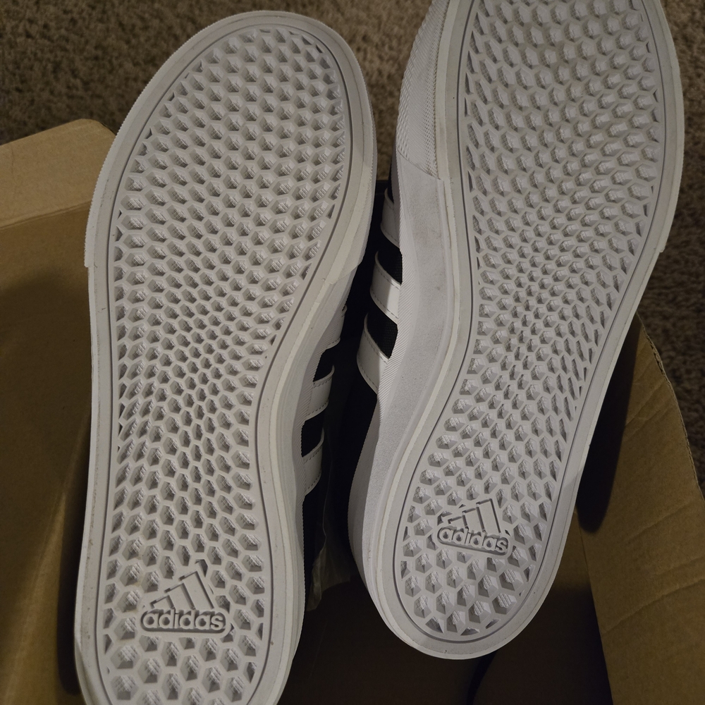 Adidas Black Canvas Platform Sneaker with White Stripes - Picture 6 of 10